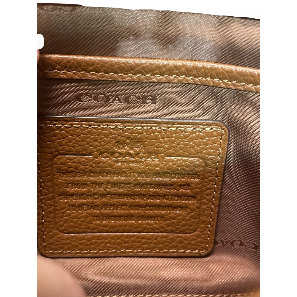 Coach Pebbled Leather Turnlock Crossbody Bag Brown brass Hardware luxury chic - Picture 7 of 10